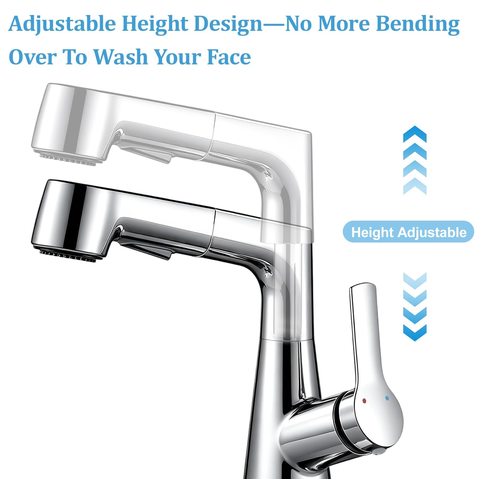 Wasserhahn Bad Höhenverstellbar 6cm Messing 360° Drehbar Chrom