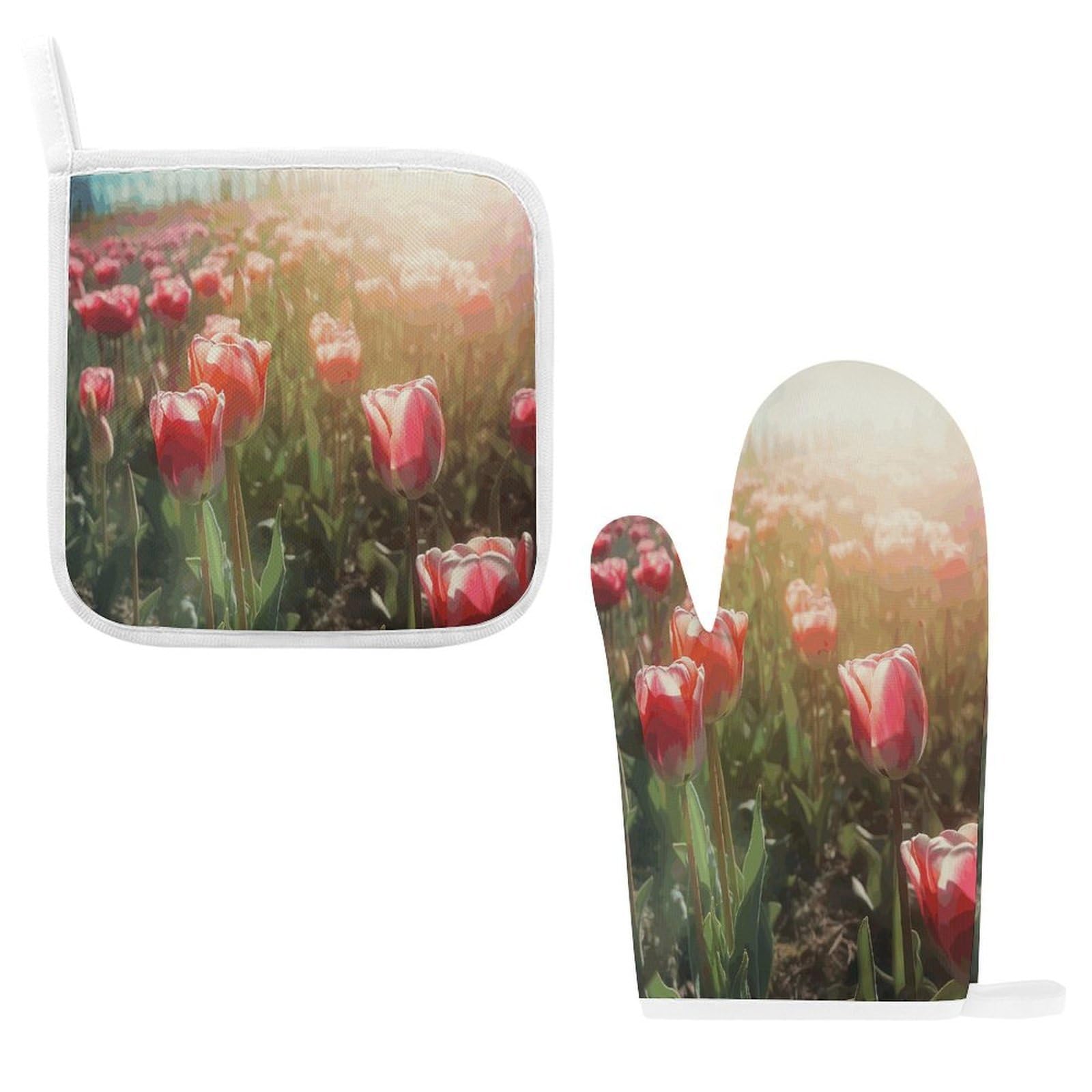 Fodpand Style Flowers On Sunlight Background Oven Mitts And Pot Holders Sets