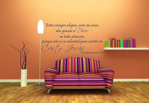 Miniatura 4 de Calcomanías de pared españolas decorativas para pared 1 Tesalonicenses 5:16-18, Pared Arte, Estén Siempre Alegres, Oren Sin Cesar, Gracias a Dios En