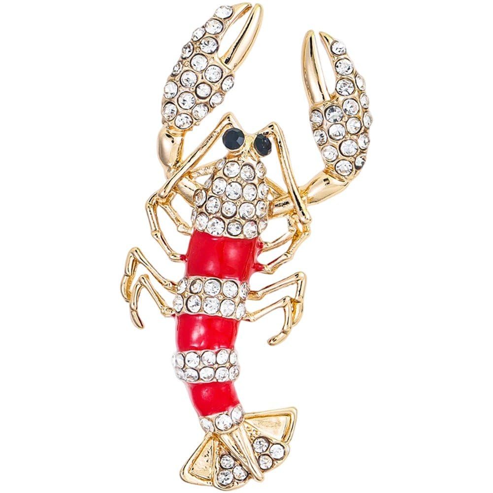 Hrippy Shiny Rhinestone Brooch Pin, Crystal Marine Lapel Accessory for Women Coat Outfit Corsage Jewelry Gift