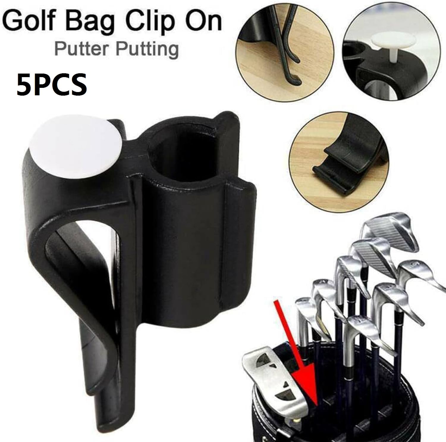 Clip De Sac De Golf Utilisation à Long Terme, Lot De 5 Clips Club De Golf De Supports De Club De Golf avec Accessoires De Marqueur De Balle pour Accessoires De Golf
