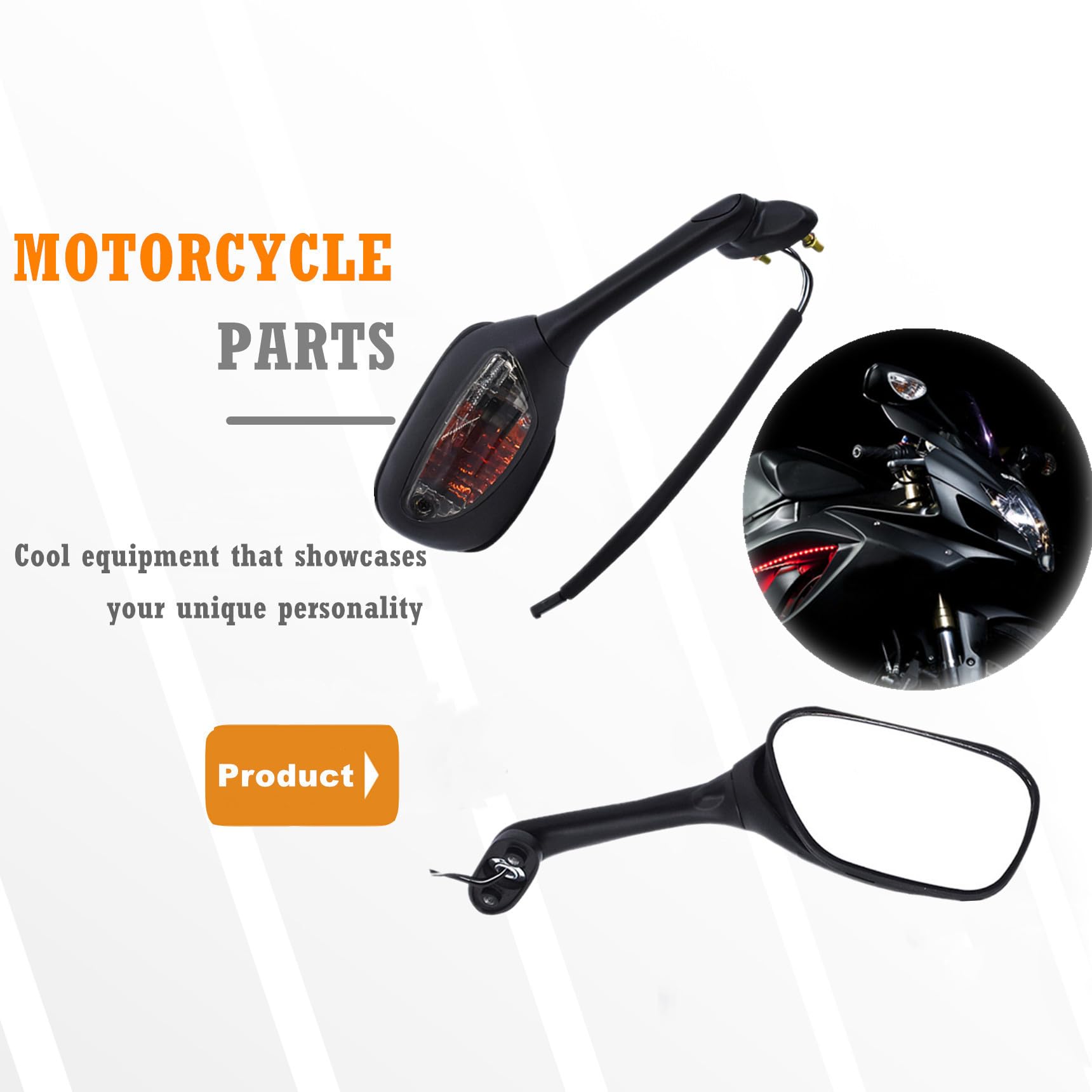 Motorcycle LED Turn Signal Side Rearview Mirrors For Suzuki GSX R