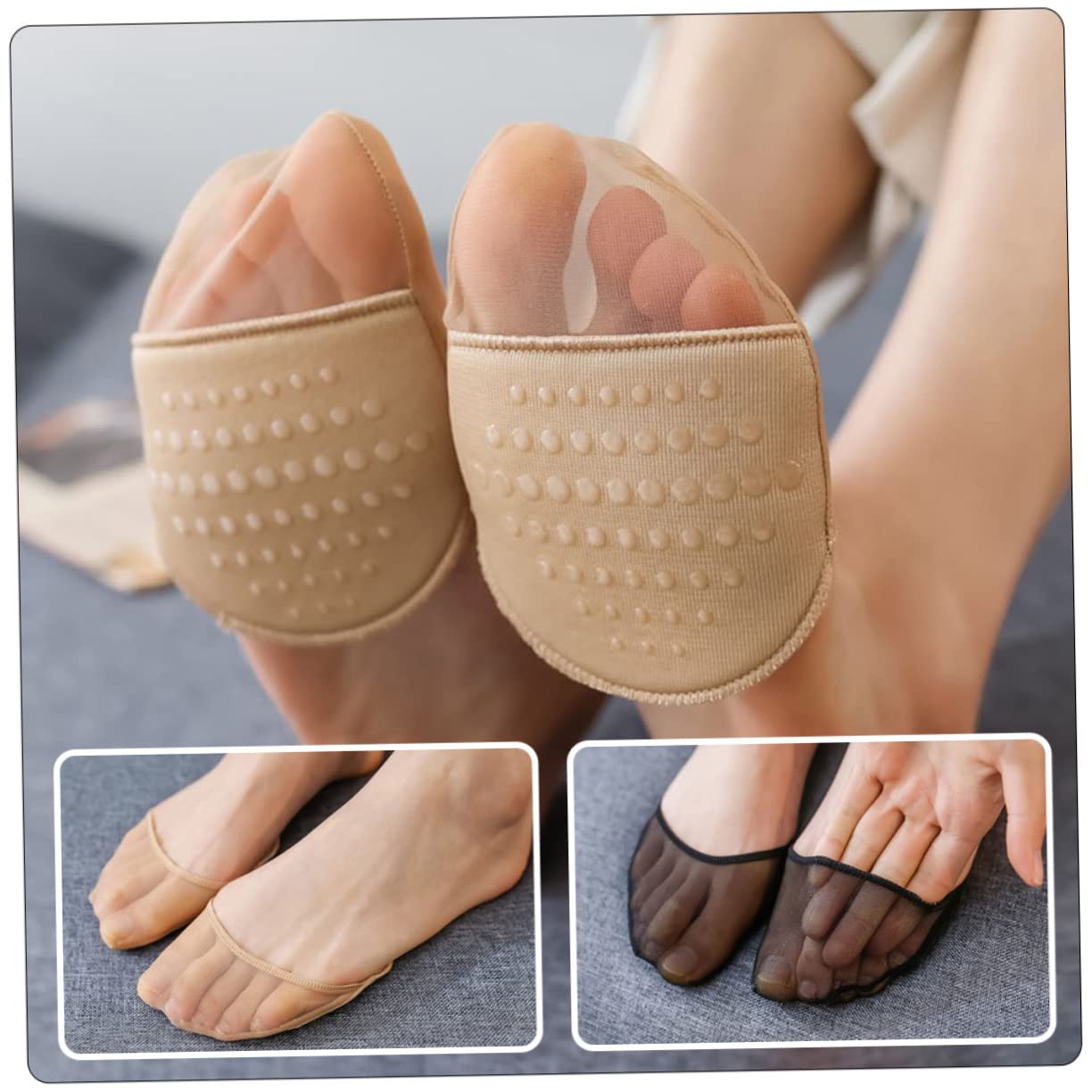 Ipetboom 4sets Foot Accessory Compact Toe Socks Breathable Metatarsal Pads for Women Anti-Slip Forefoot Pads 5pairs*4