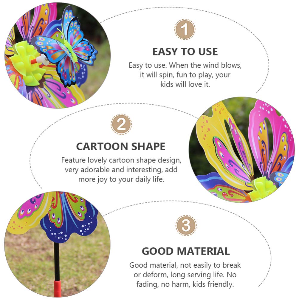 DOITOOL Garden Windmill Pinwheels Set 4pcs Colorful Plastic Windmill Toys for Kids for Outdoor