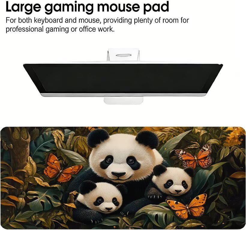 Podkładka pod mysz dla zwierząt XXL 1200 x 600 x 3mm, duża podkładka pod mysz panda gaming, przyszyte krawędzie, antypoślizgowa gumowa podkładka pod mysz, do biura i gier, prezenty dla mężczyzn DZ-223
