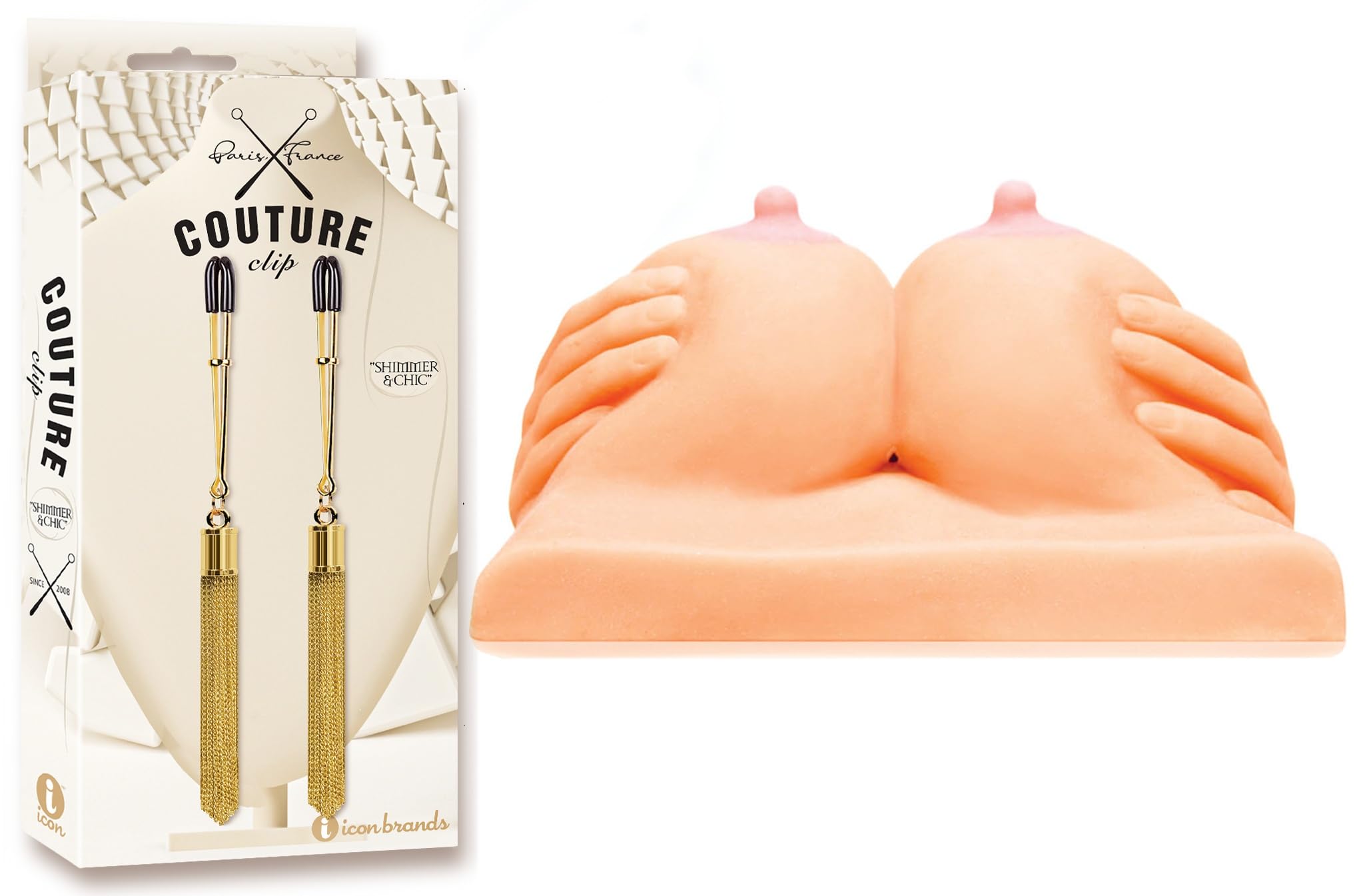 Amazon.com: Sex Toy Couples kit of Couture Clip's “Shimmer & Chic” Nipple  Clamp and Icon Brands Keisha Grey's Titty Fuck Fantasy : Health & Household