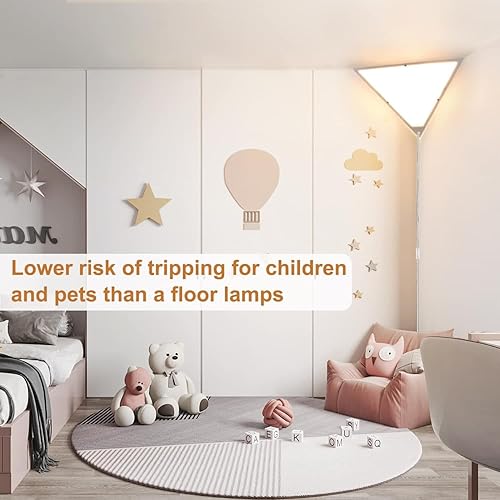 Miniatura 10 de haultop Luz de esquina, luces de techo enchufables, luces de esquina modernas para sala de estar, luz de esquina triangular con pantalla acrílica,