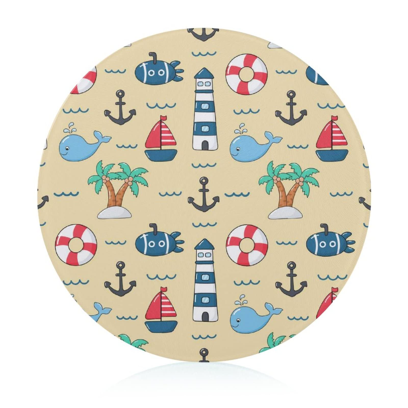 Planche à découper en verre Bateau Phare dessous de plat de cuisine résistant à la chaleur