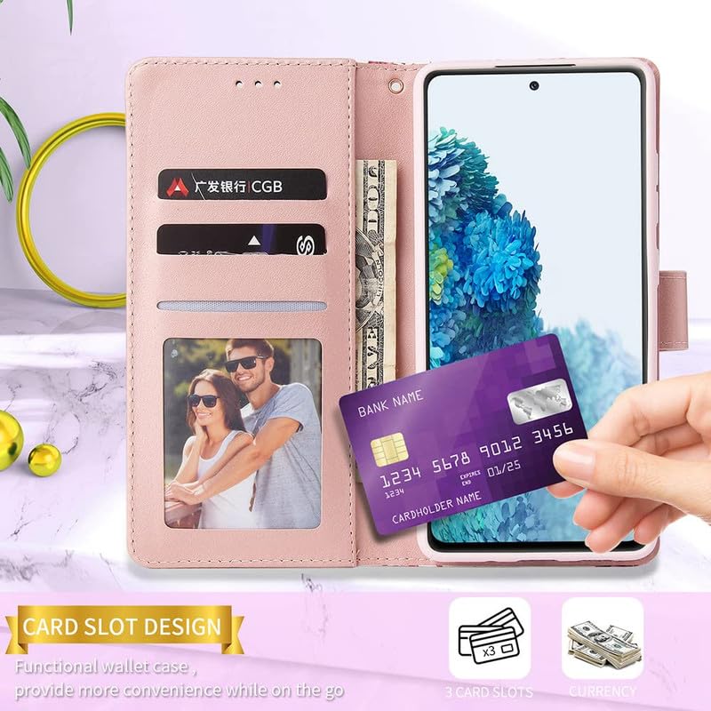Image of ClickCase for Redmi Note 15 Pro 5G Marble Series Faux Leather Back Case Card Holder Wallet with Magnetic Closure Flip Cover for Redmi Note 15 Pro 5G (Wine Purple)