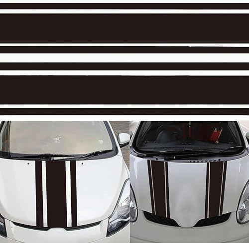 Miniatura 6 de Flygun 2 calcomanías para capó de automóvil, 3.14 x 70.86 pulgadas, autoadhesivas, material de PVC, a rayas, personalizable, accesorios modificados