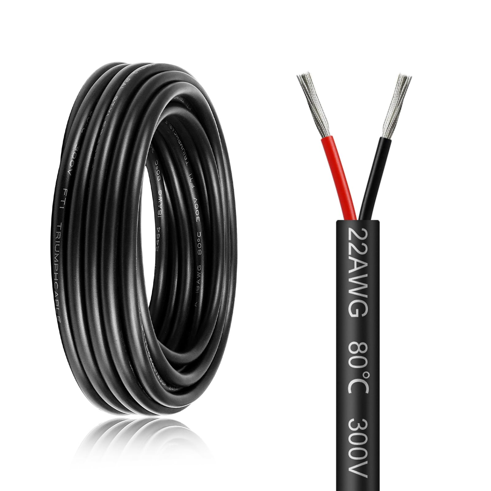 10 Metres 16AWG 2 Core Electrical Wire, 2x1.5mm² Flexible Stranded Tinned Copper Electric Cable, 12V 24V 240V 300V Twin Core Cable PVC Electric Wire for LED Strips Lighting Lamp Automotive, Black