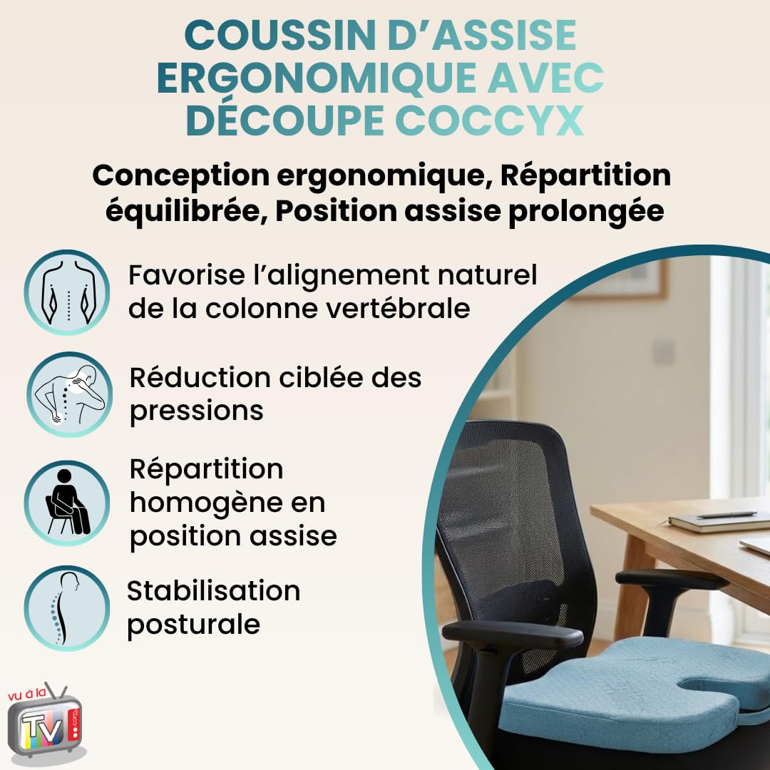 Coussin Ergonomique 45x36 cm avec Découpe Ingénieuse, Mousse Haute Densité, Housse en Viscose de Bambou très Doux au Toucher avec Picots antidérapants et poignée intégrée