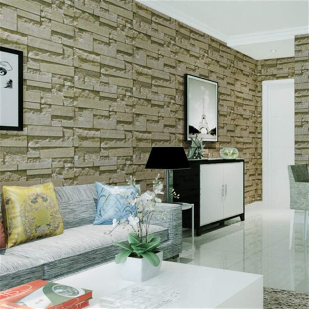 3D Retro Brick Stone Pattern Wallpaper Restaurant Hotel Corridor