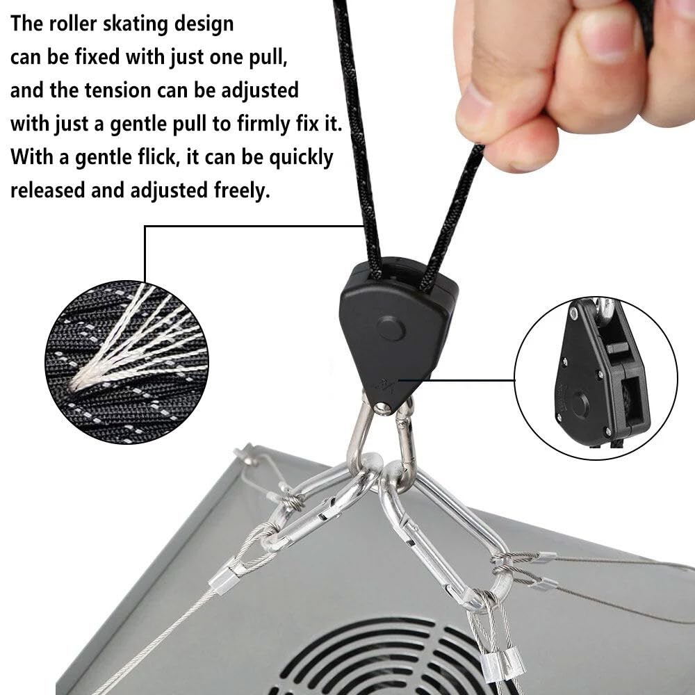 6 Stück Abspannseile Camping mit Ratsche, 16.4ft/5m, 4mm Abspannseile Reflektierend mit Seilspanner, Einstellbare Seilratsche mit Haken, Zeltschnur mit Spanner für Zelt Zeltplane Camping
