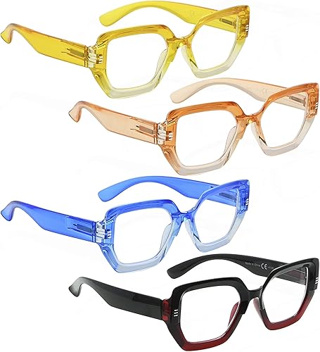 Miniatura 1 de LUR Gafas de lectura para mujer - 4 pares de lectores de moda para mujer +1.00