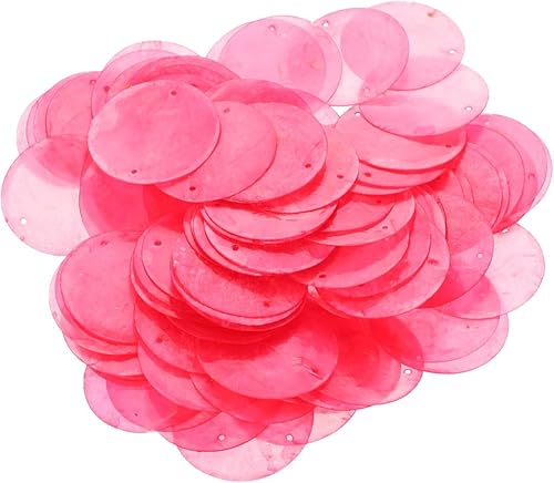 Miniatura 27 de GLEAVI Cowrie Shells 100pcs Round Shells Pieces Round Natural Capiz with 2 Hole, Polished Slice Accessory Capiz Pearl Coin Beads Charms for Jewelry