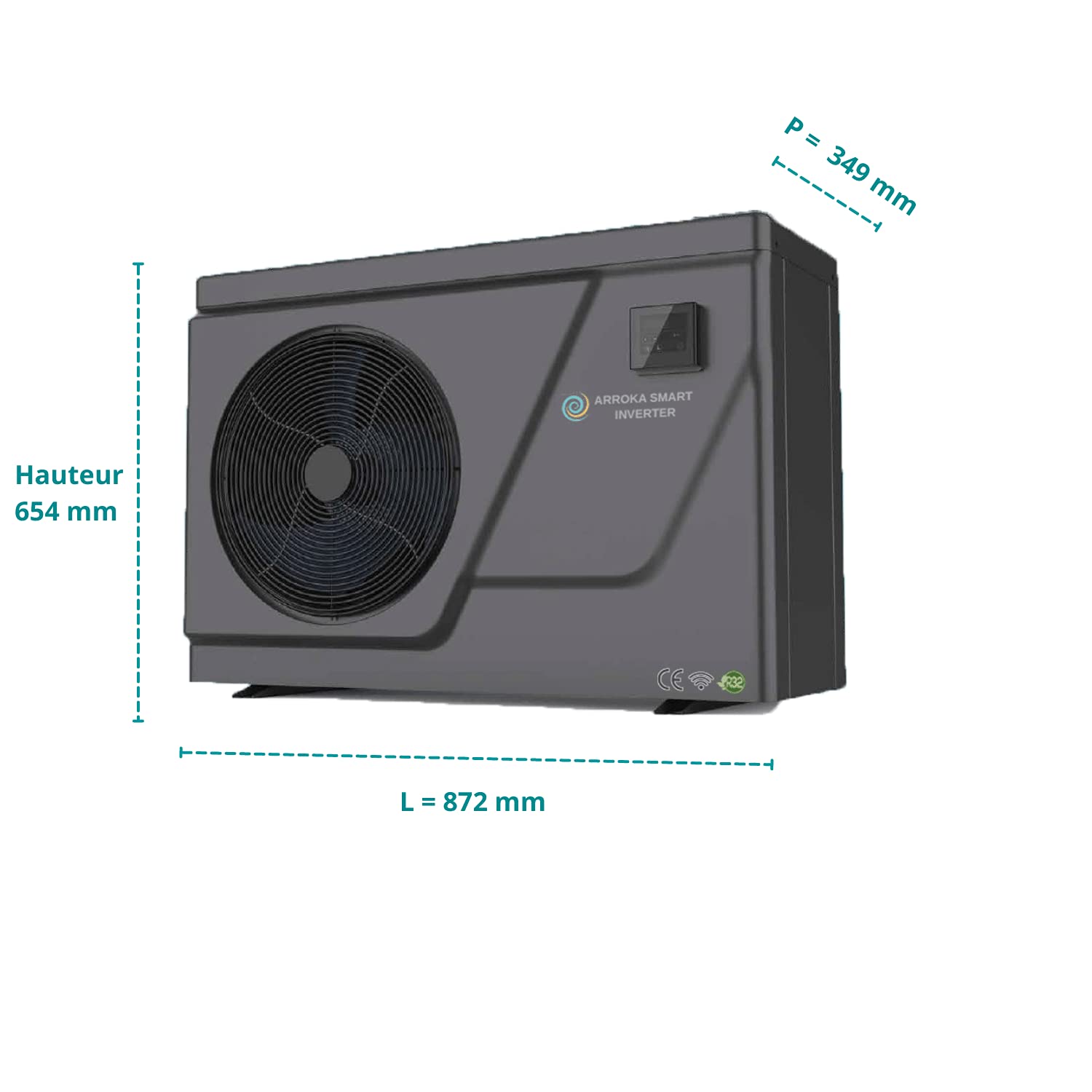 Pompe à Chaleur Piscine Full Inverter Arroka X-Full Inverter 50 60 m3 WiFi R32 COP>10