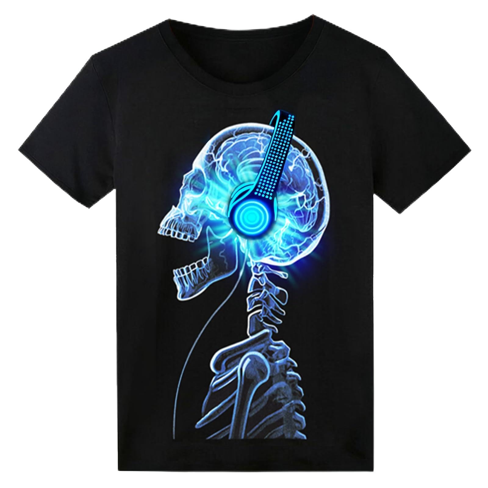 Sound Activated LED T-Shirt, Glow in The Dark Light Up Shirt for Men, Neon Shirt for Rave, Glow Party, Concert, Halloween