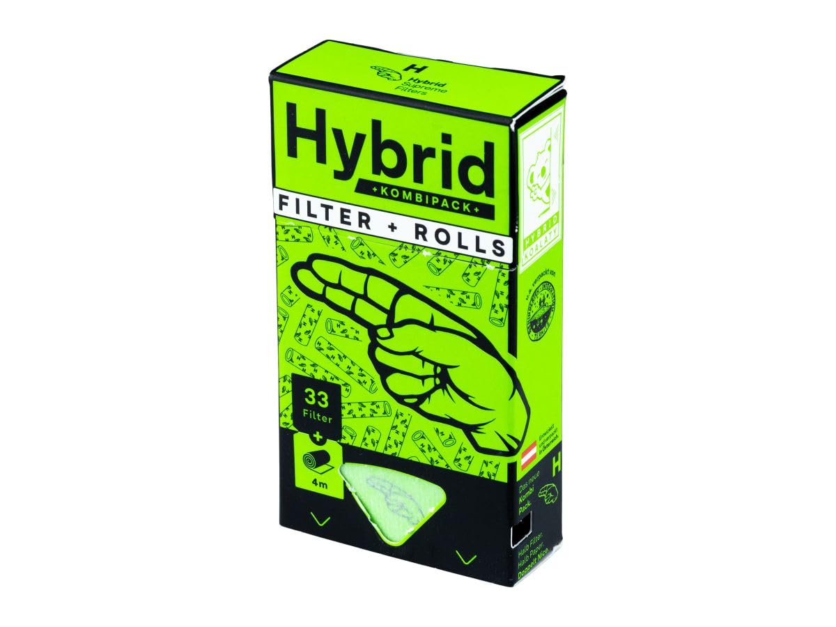 Hybrid Paquete combinado | Caja de 12 paquetes | 33 filtros de carbón activado | 4 metros Ultra Thin Roll