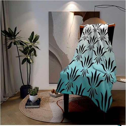 Miniatura 3 de Manta cómoda color blanco cian degradado abstracto líneas geométricas Cobijas para El Frio decoración de fiesta 40 x 50 pulgadas