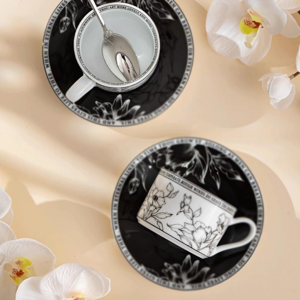 ENGENDER Tazas Cafe Taza De Café Esmaltada Cerámica con Platillo For Beber En Casa Y Uso La Oficina Mug Cups