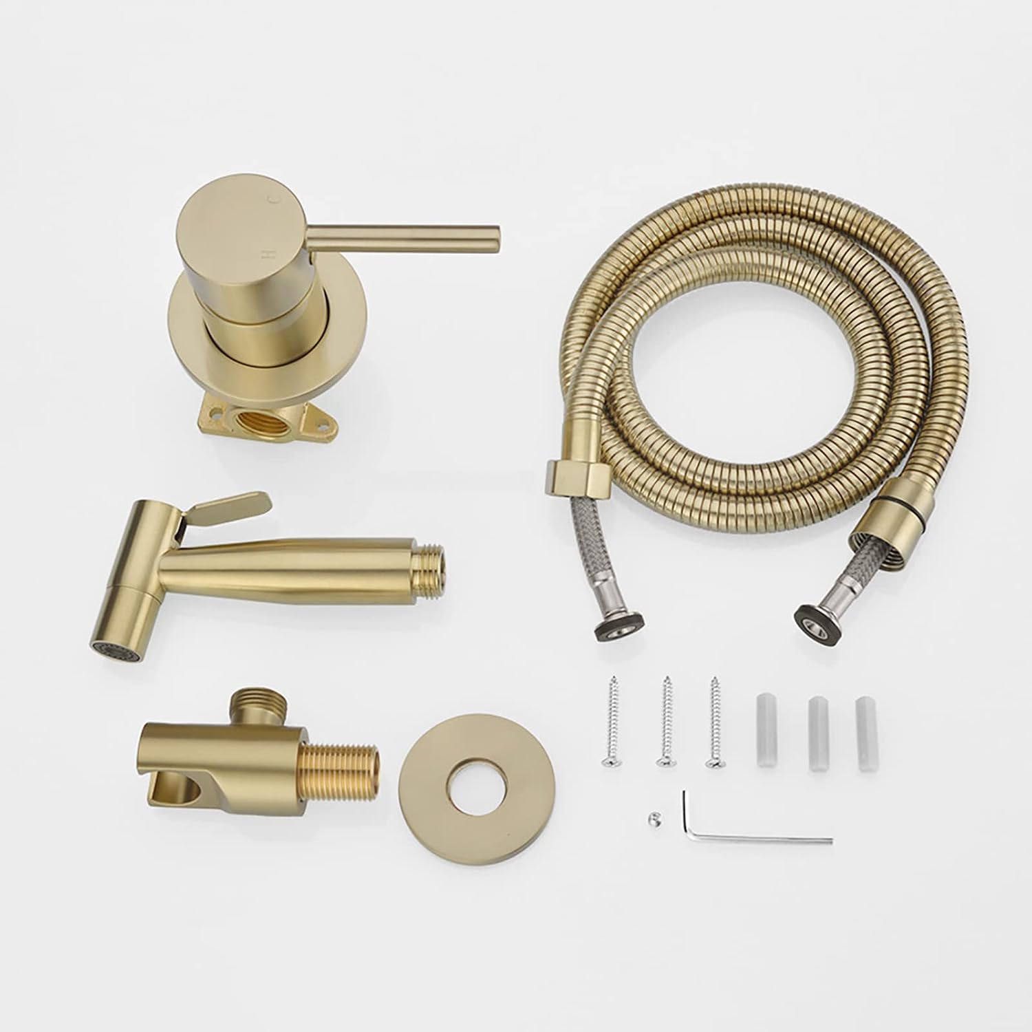 Handheld Bidet Sprayer for Toilet Brass Bathroom Cloth Diaper Sprayer Set Wall Mounted Toilet Bidet Sprayer Kit with Cold and Hot Water, for Feminine Hygiene,Brushed Gold-Brushed Gold