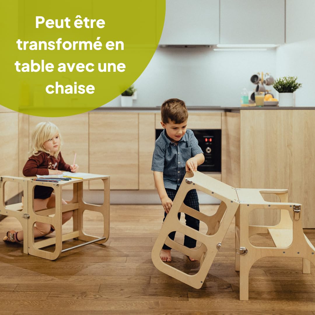 Ette Tete STEP'n'Sit® • Tour d'apprentissage • Convertible 2 en 1 (avec fermoirs en Laiton, en Bois)