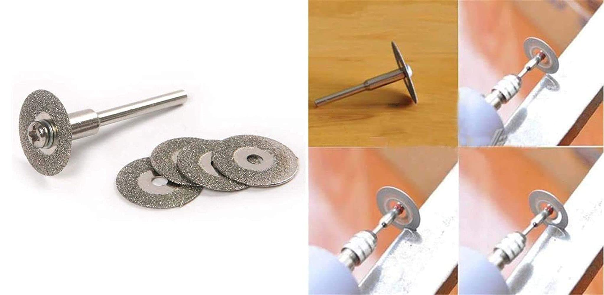Diy Crafts 12950 India 152 22 Mm Diamond Discs Emery Diamond Cutting Blades Drill Bit & Mandrel for Dremel, Multicolor, 5 Piece 1