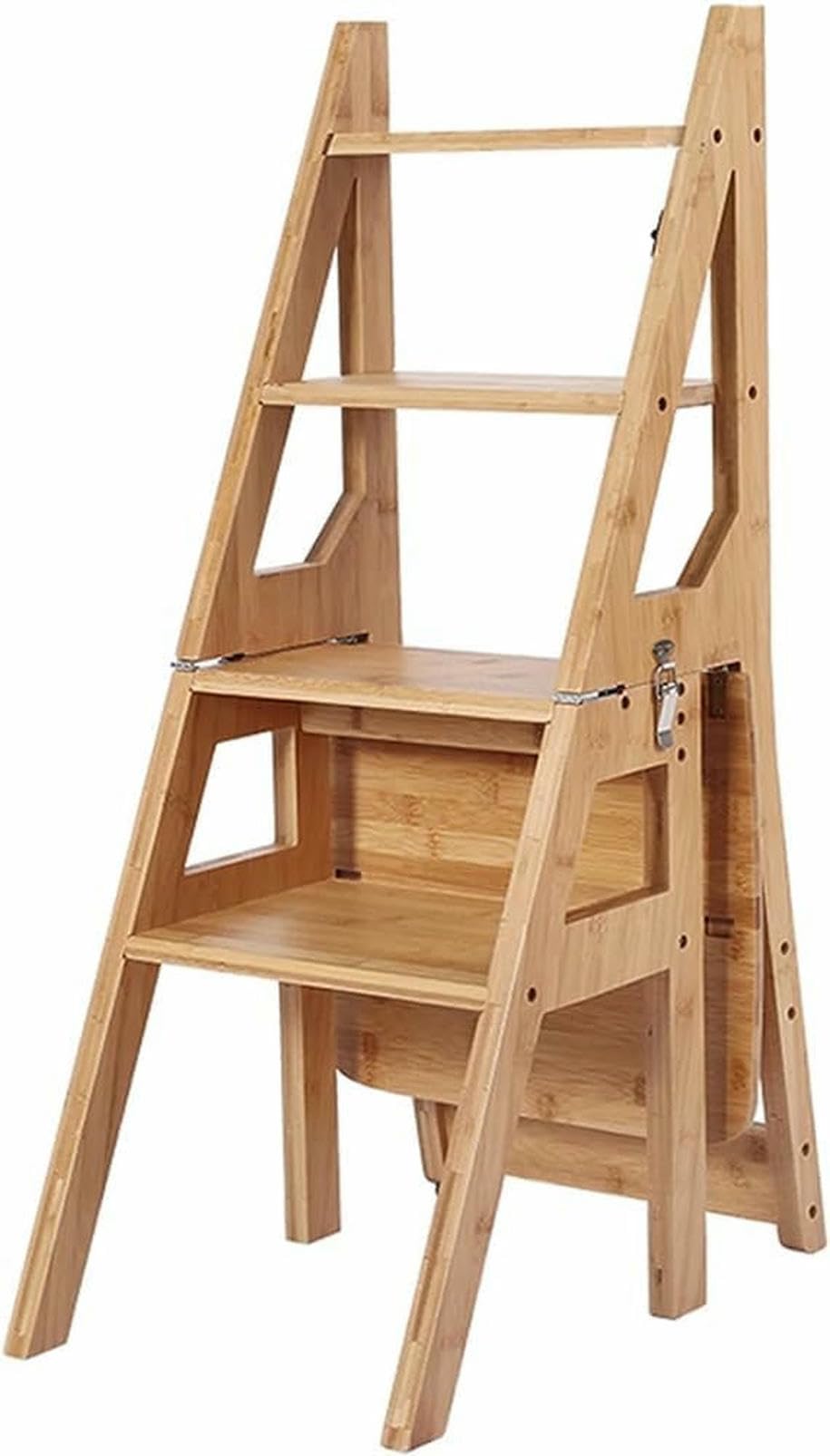 Chaise Pliante en Bois Massif CNPRAZ Tabouret Escalier 4 Échelons