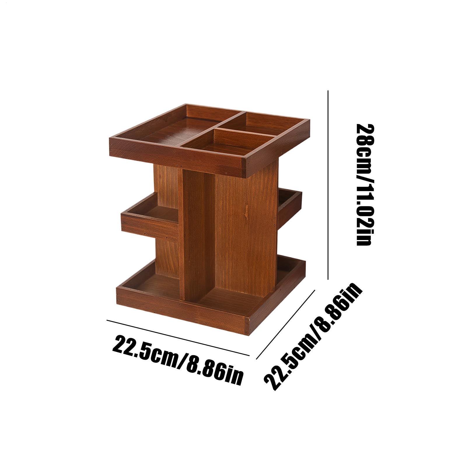 Organizer Trucco Girevole Espositore In Legno Stile Rustico | Organizer Trucco Girevole 360° Da Piano Organizzazione cosmetici, profumi e cura della pelle per bagno, camera e toeletta