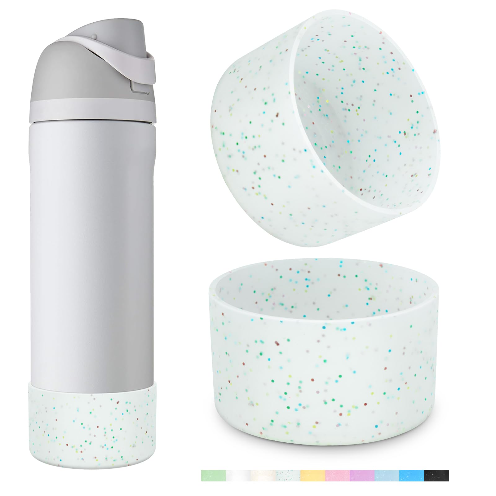 Yoelike 2-Pack Glitter Silicone Boot For Owala 24 Oz Bottle - Anti-Slip Protective Sleeve Bottom Cover