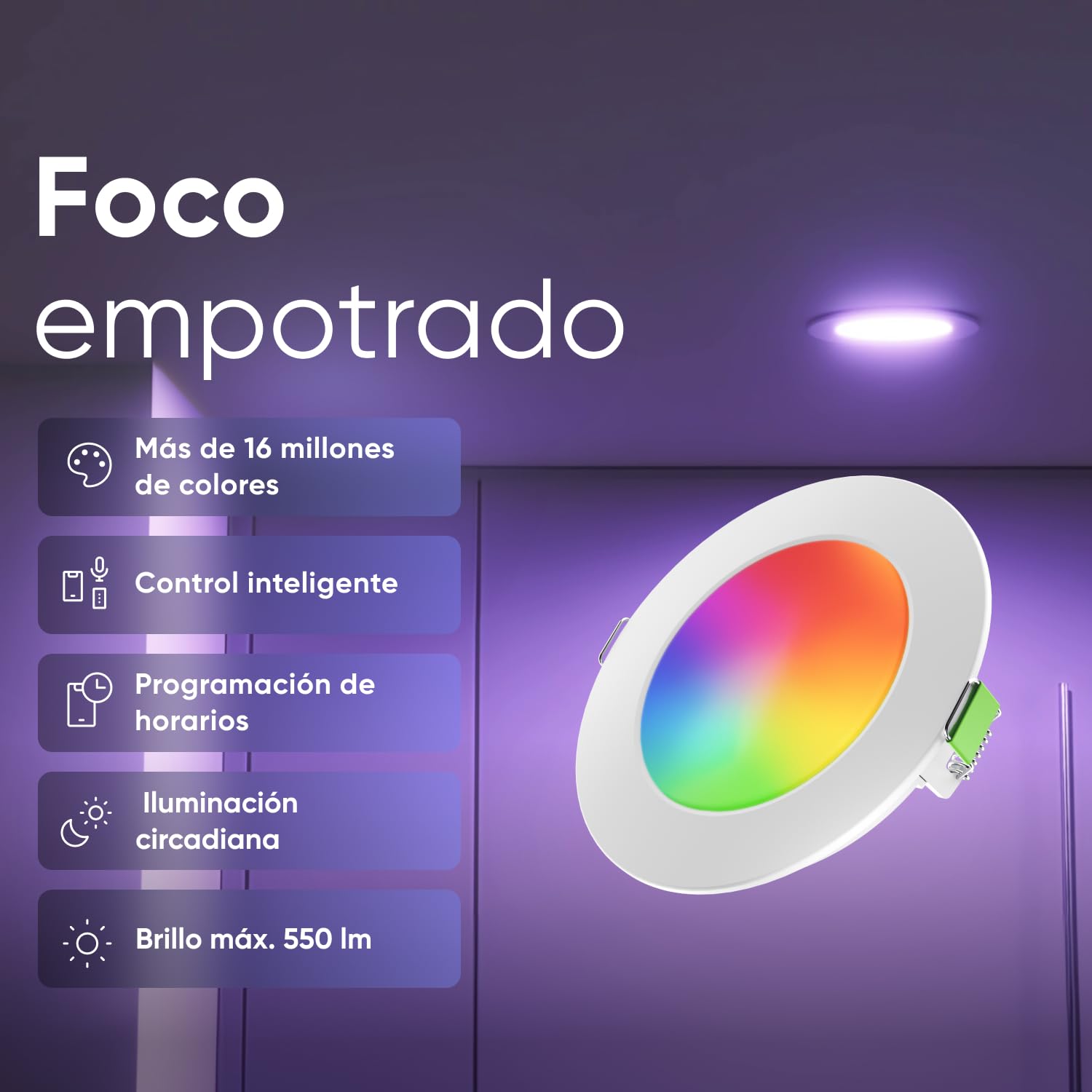 Nanoleaf Downlight LED Techo Empotrable WiFi, Inteligente Regulable Multicolor 550LM 1200K-6500K, Corte 75–85 mm,Smart Foco Empotrable Compatible con Alexa y Google