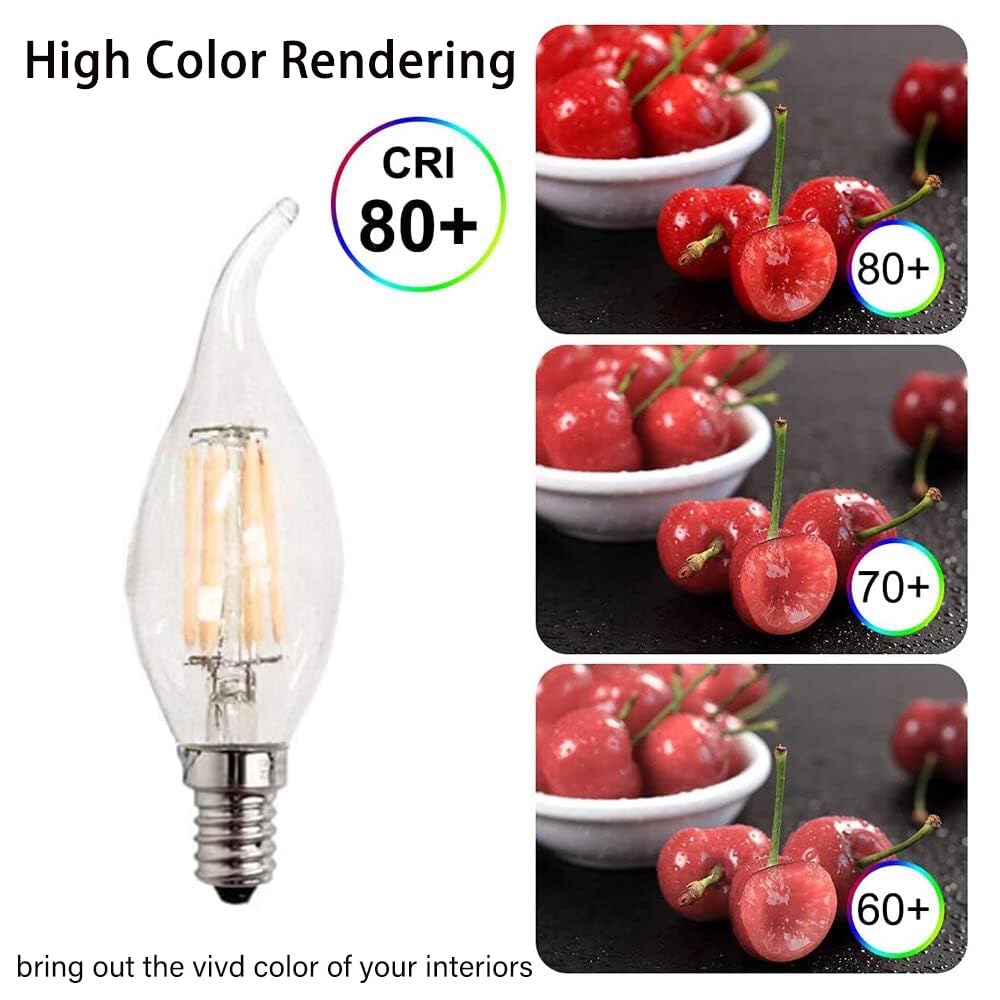 Pack de 10 Bombillas LED E14 para Candelabro, Filamento LED Edison Retrofit Classic, 6 W, 600 Lm, 2700 K Blanco Cálido, Equivalente Incandescente 60 W, AC 220–240 V, Regulable
