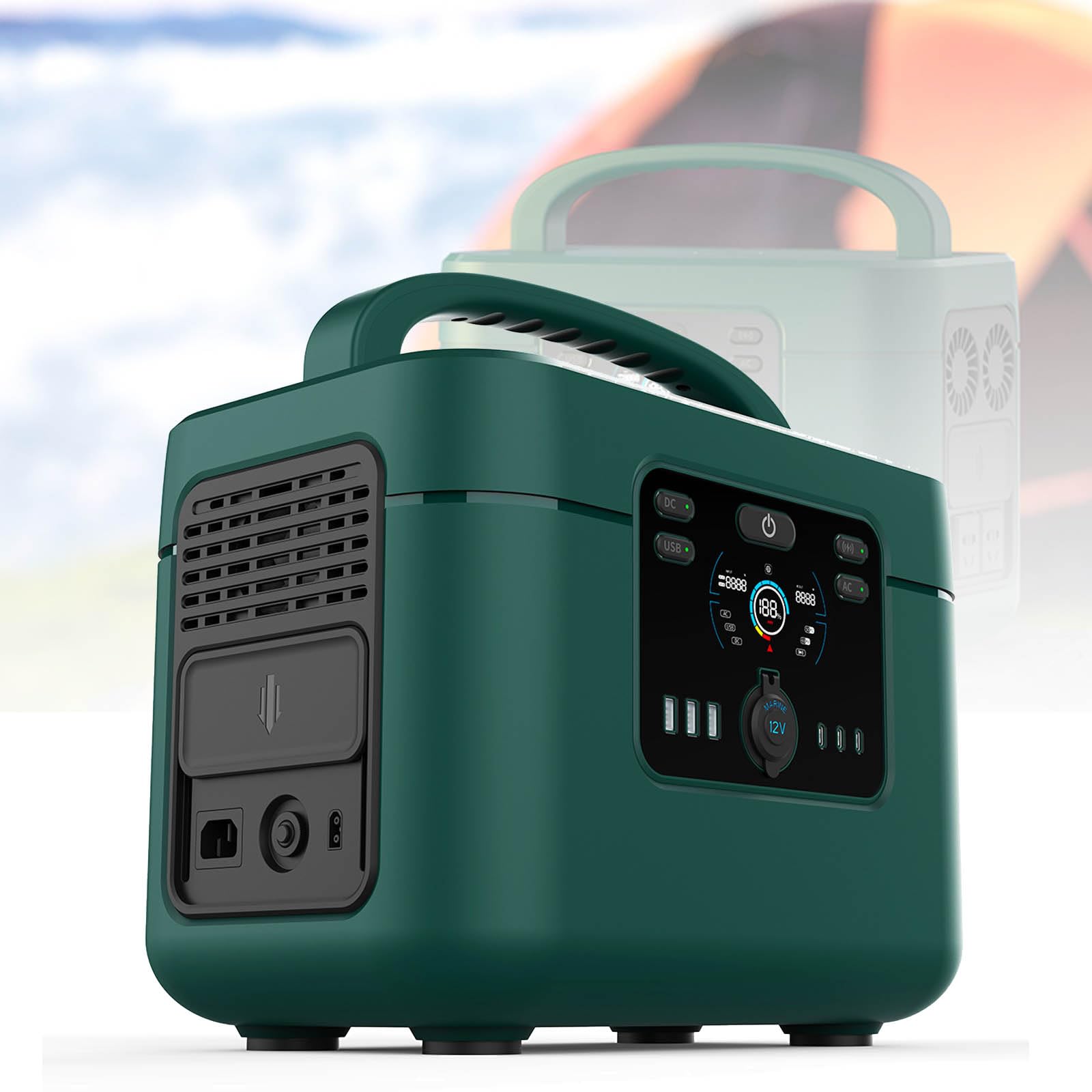 Centrale électrique portable, Power Bank de camping 110 V/220 V avec batterie 1 200 W 1 050 Wh, interface chargeur AC/USB/voiture, plusieurs systèmes de protection, alimentation de secours pour exté