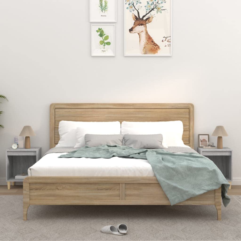 Table de chevet gris sonoma avec plateau stable en bois lot de 2