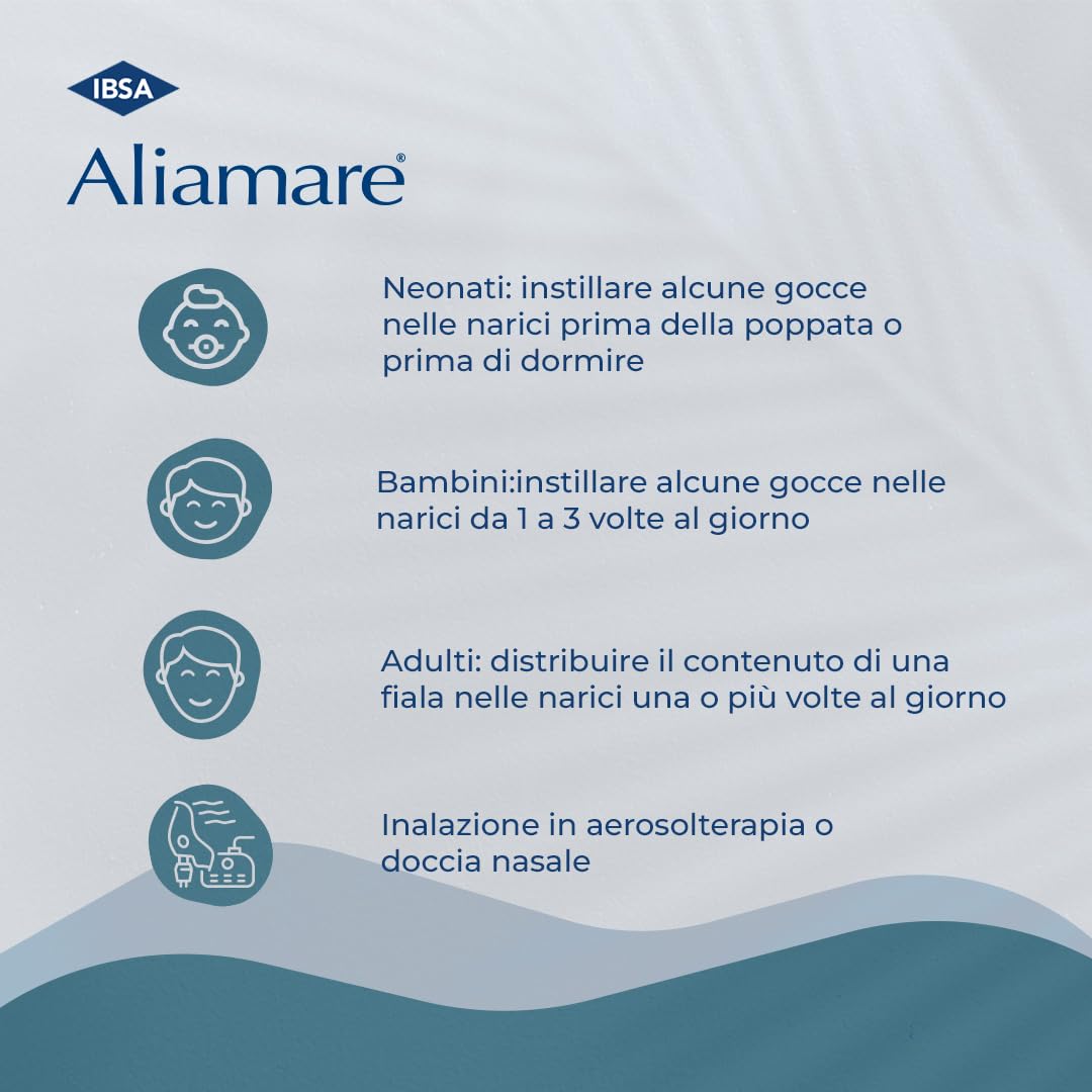 IBSA Aliamare Iper – 25 Flaconcini Monodose | Soluzione Ipertonica (3%) di Acqua di Mare. Decongestiona Il Naso e Fluidifica Il Muco