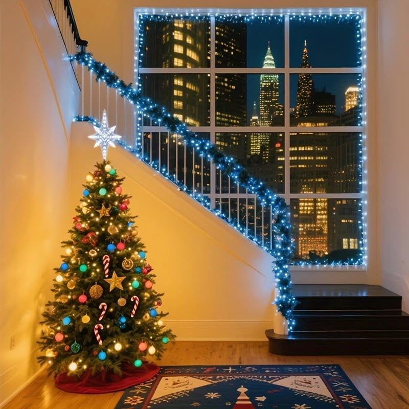 Christmas Tree Topper, Christmas Tree Toppers Star Decoration with White LED Lights for Christmas Holiday Home Fit for General Size Xmas Tree, 11.8 inch - Image 5