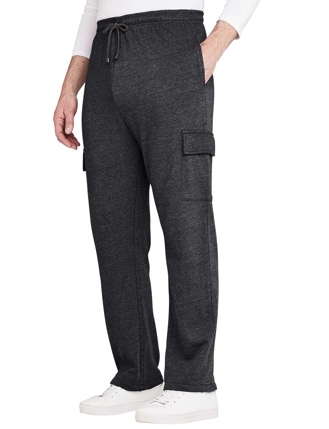 Pegasus Men's Black Fleece Jog Pant With Cargo Pockets Soft And Comfortable Lounge Pants 52W / 27L