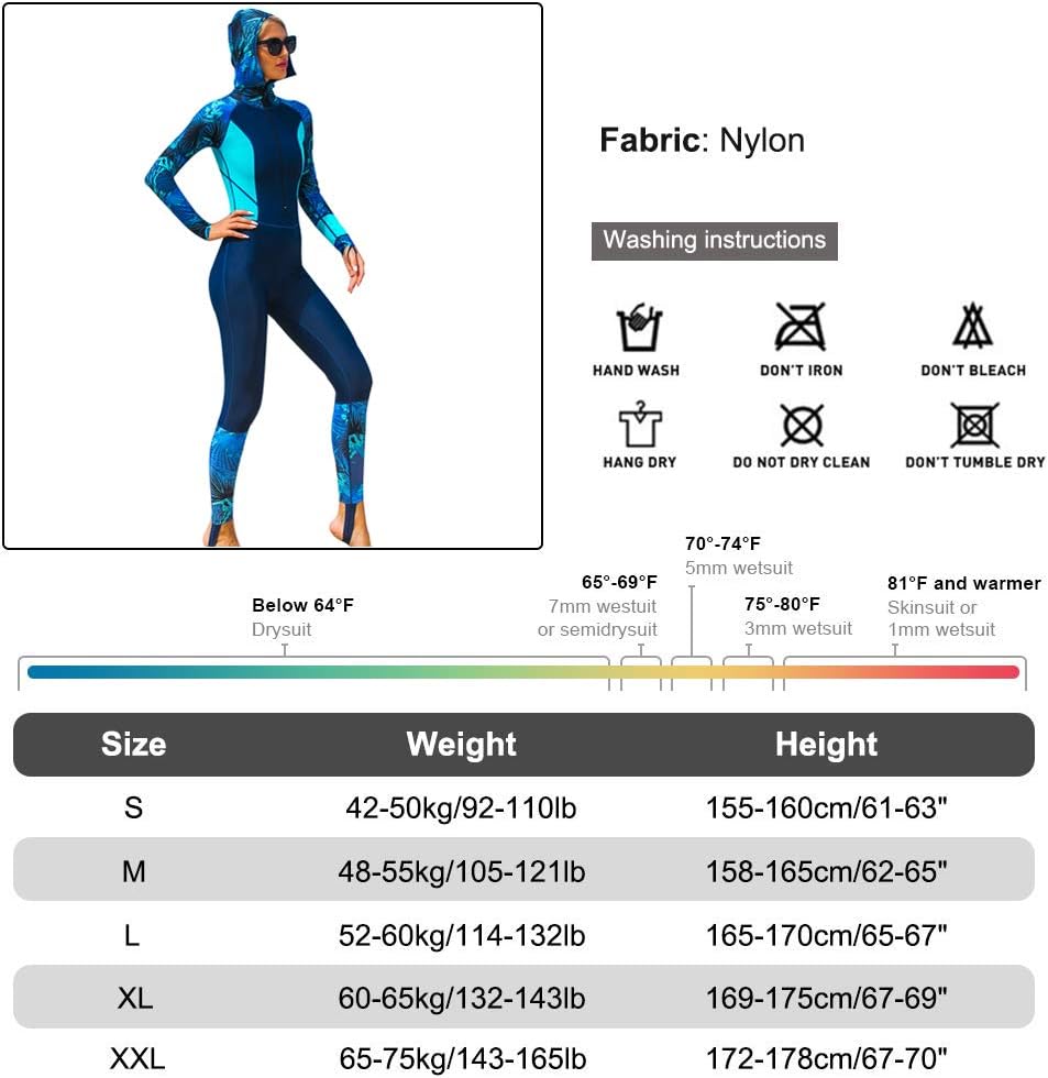 Full Body Rash Guard Dive Skins Wetsuit Swimsuit Diving Scuba Suits for Women Men Adult, One Piece Swimming Body Suit Sports Skin Long Sleeve Sun Protection for Surfing Snorkeling : Sports & Outdoors