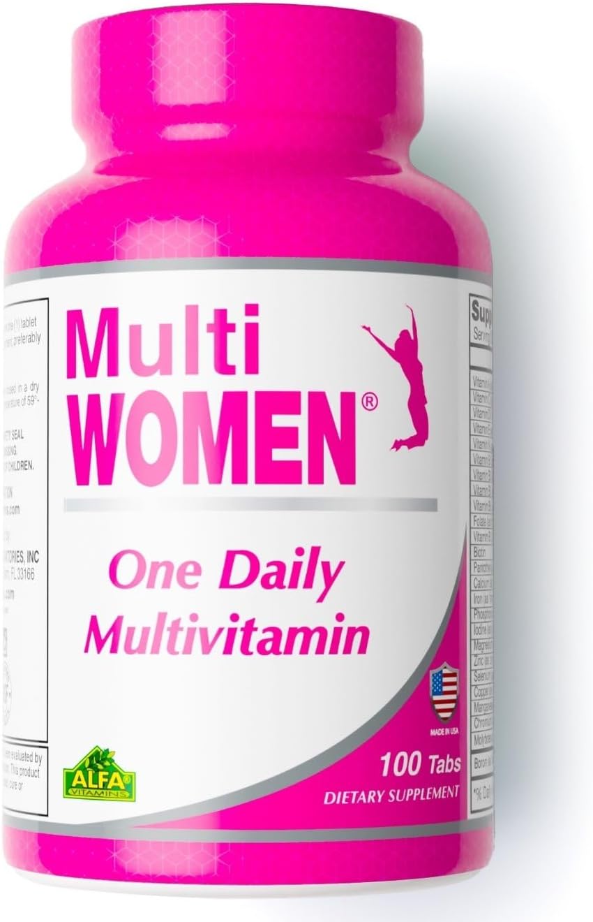 ALFA VITAMINS Multi Women Vitamins Dietary Supplement with Essential Vitamins & Minerals for Women - Amino Acids + Antioxidants - 100 Tablets (2 Pack)