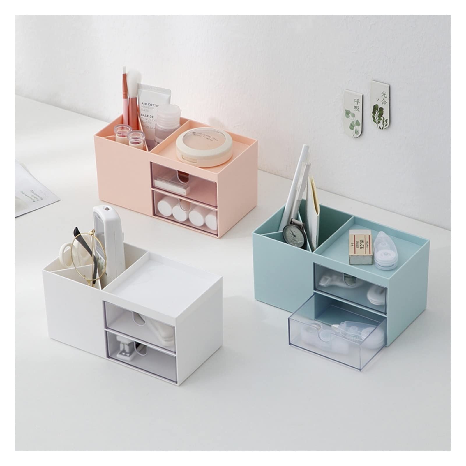 SISWIM Pot à Crayons Roman Grande capacité Bureau Accessoires Porte-Stylo avec tiroir Crayon boîte de Rangement Organisateur de Bureau école Bureau Papeterie Porte Stylo (Color : Blauw)
