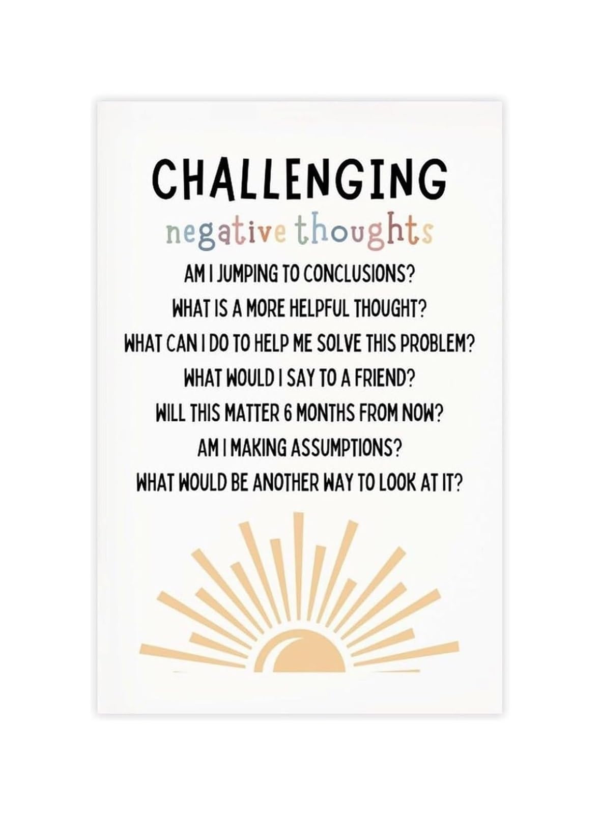 Mindfulness for Difficult Thoughts Poster ACT and Growth Mindset Guide to Accept Observe and Reframe Office Decor