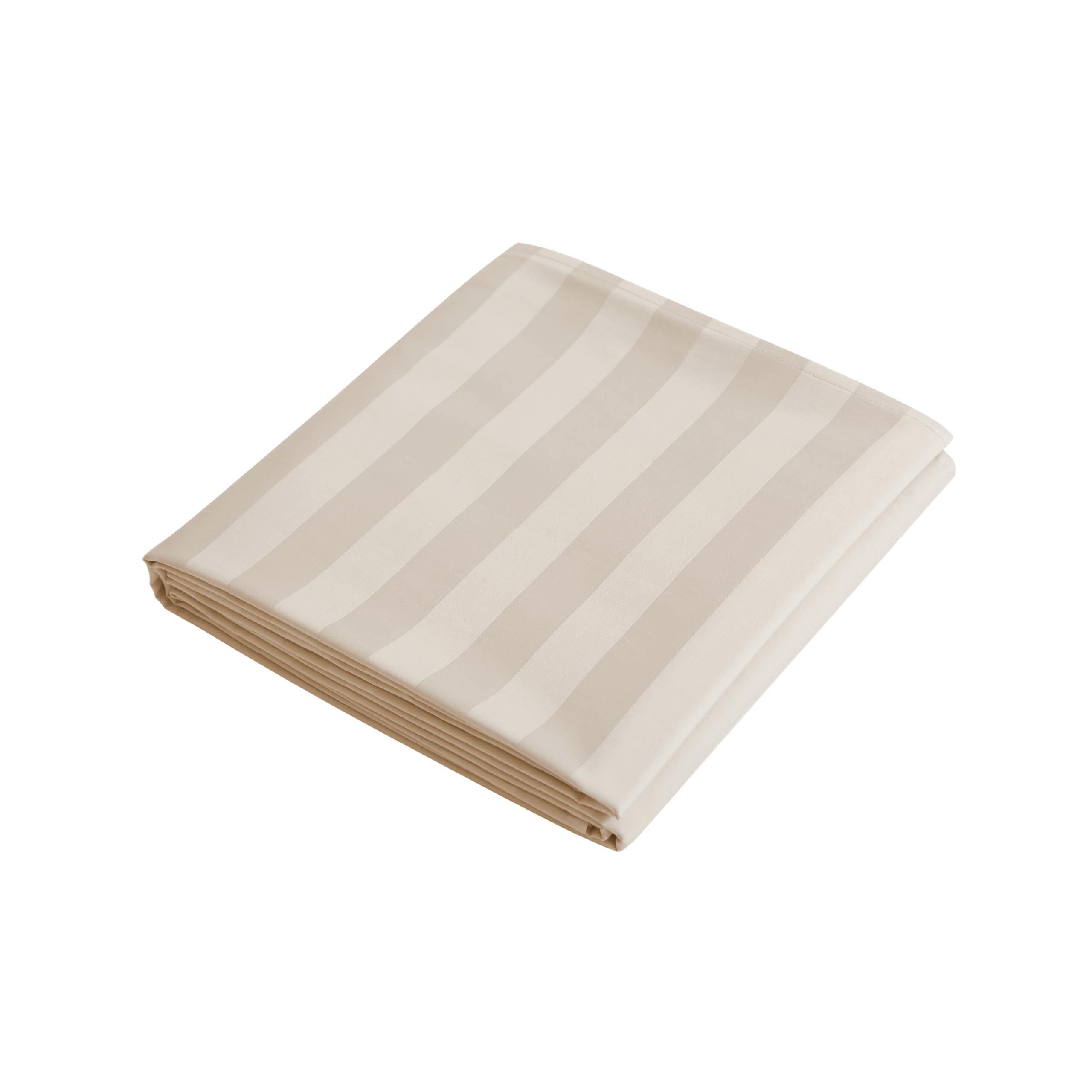 Flat Sheet Only King Size, 400 TC 100% Egyptian Cotton Flat Sheet Striped Satin-Beige Cotton Top Sheet- Wrinkle, Fade, Stain Resistant (Striped-Beige,
