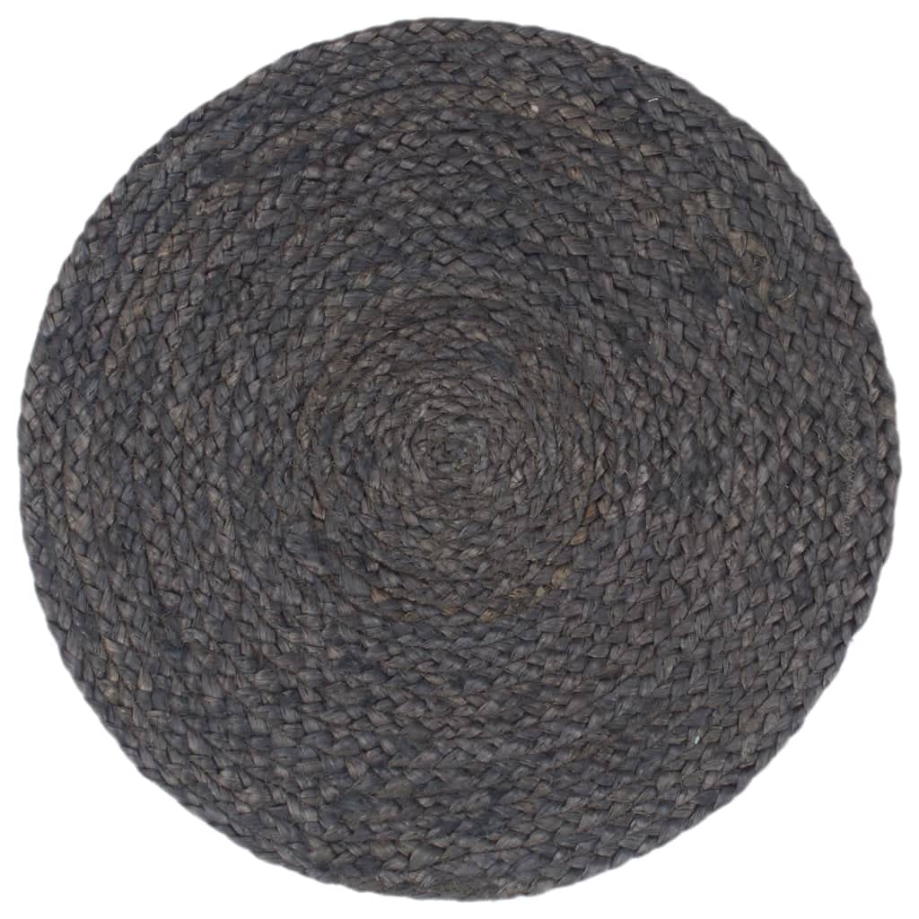 Mantel Individual 6 Unidades, Salvamanteles Individuales, Placemat, Salva Manteles, Liso Redondo Yute Gris Oscuro 38cm