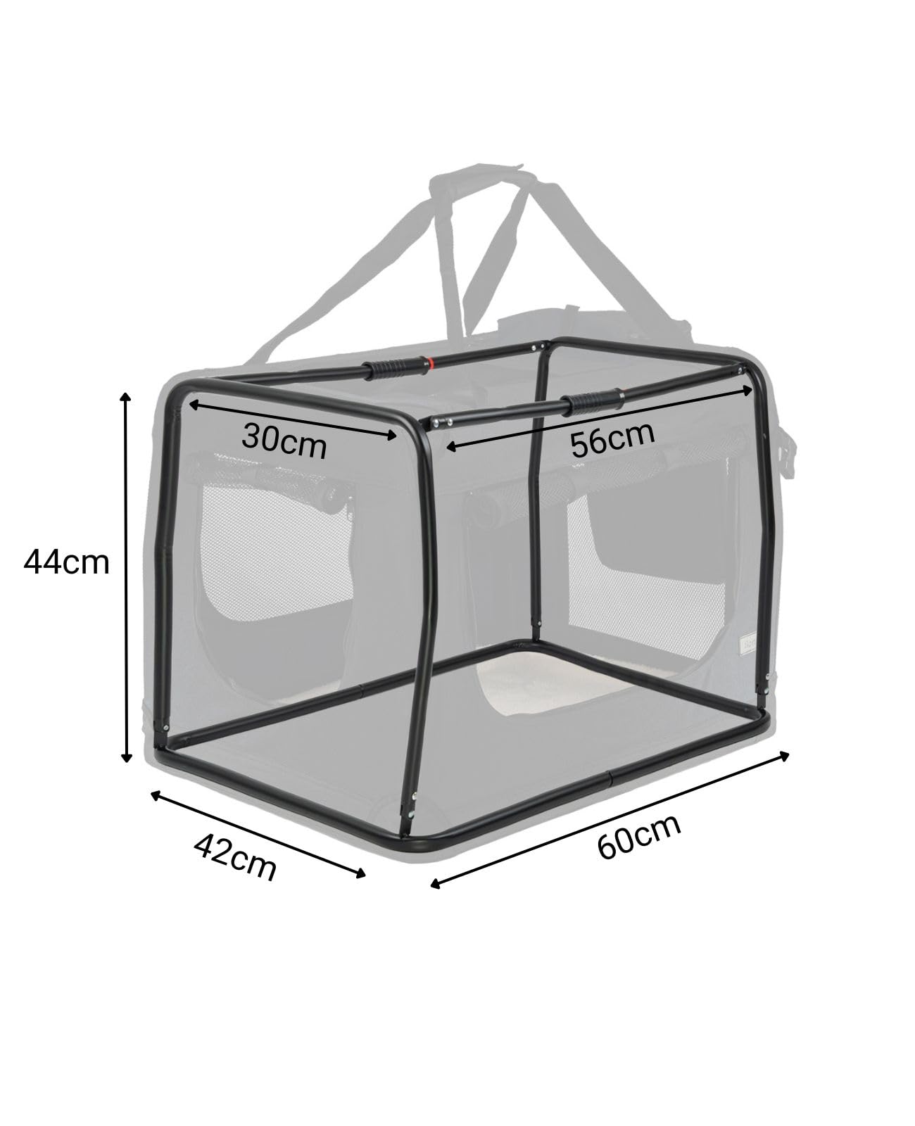 lionto Borsa trasportino per cani pieghevole per viaggi e auto, 60x42x44 cm, box di trasporto stabile con maniglie per gatti e animali fino a 12 kg, scatola in tessuto, nero