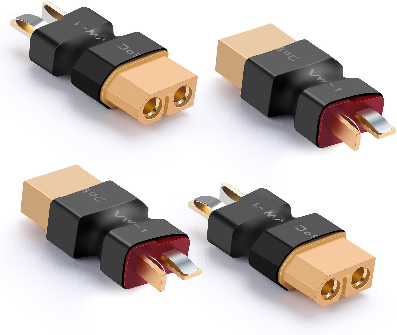 Deans to XT60 Connector Adapter,KCRTEK 4PCS XT60 Female to Male Deans T Plug Connector Adapter No Wires RC LiPo Battery Connectors