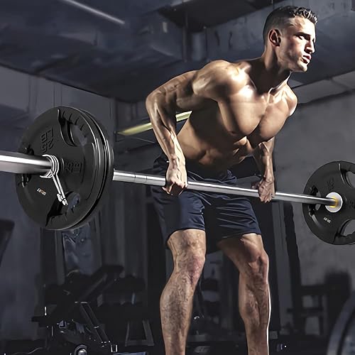 Miniatura 7 de SPART Placa de peso de 2 pulgadas con revestimiento de goma olímpico para barra, placas de peso de hierro fundido sólido en pares o individuales