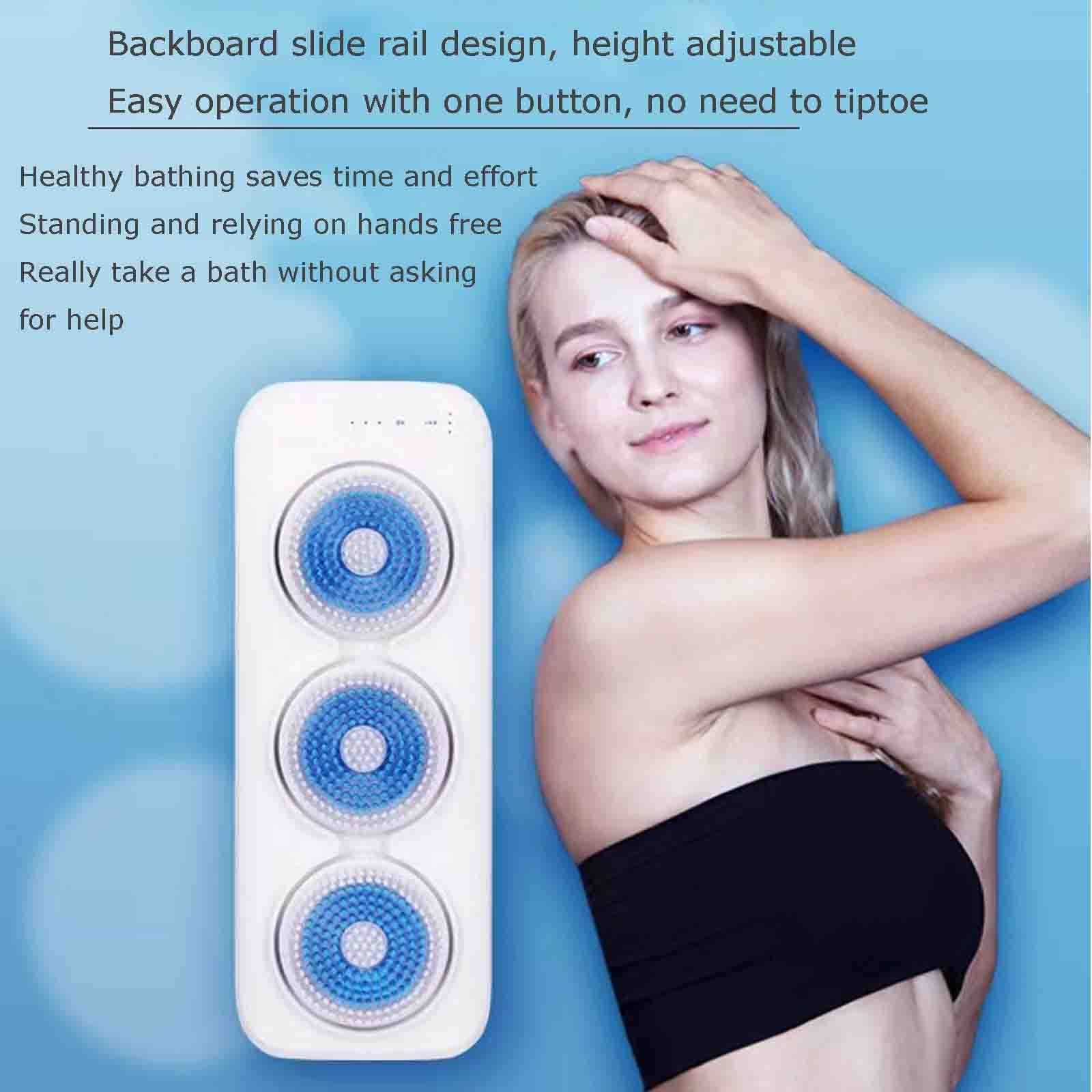 Spazzola elettrica per la schiena – Scrubber esfoliante ricaricabile a parete, design impermeabile IPX7 per doccia e bagno