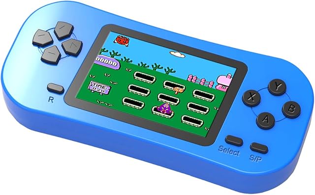 Bornkid Retro Handheld Game Console for Kids with Built in 218 Old School Video Games 2.5 Inch Display USB Rechargeable 3.5 MM Headphone Jack Arcade Style Gaming System Children Birthday Gift (Blue)