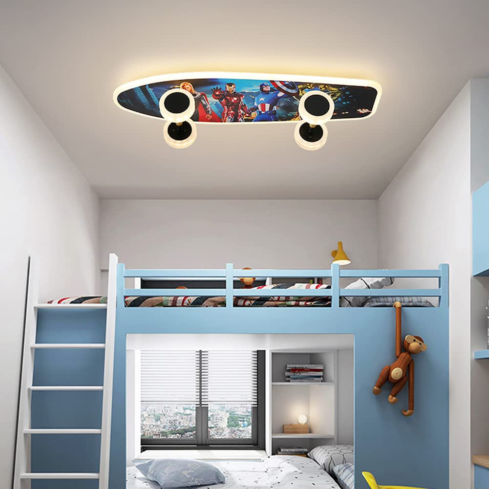 Plafonnier LED Pour Enfants Lampes Pour Chambre D'enfant Garçons Et Filles Chambre Skateboard Décor Lampe Moderne Dimmable Avec Télécommande Salon